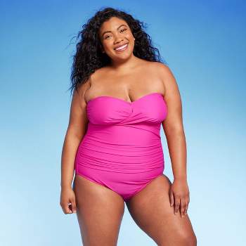 Women's Full Coverage Tummy Control Twist-Front One Piece Swimsuit - Kona Sol™ Pink