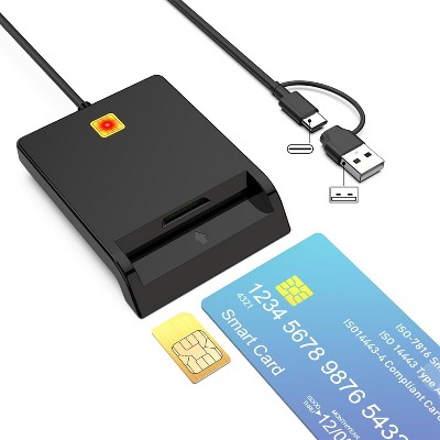 CAC Card Reader Military, USB SIM Card Reader 2 in 2 Smart Card Reader DOD Military USB Common Access CAC