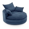 Corduroy Swivel Barrel Chair with Deep Dual-Layer Cushion,Swivel Round Chair with 3 Pillows,Swivel Accent Chair for Living Room or Office-Koiai - 4 of 4