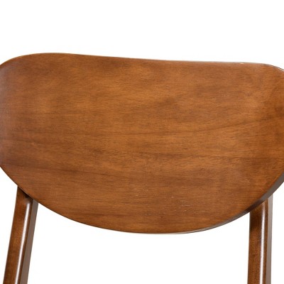 Katya Walnut Brown Wood & Gray Fabric High-Back Dining Chair Set