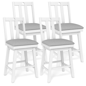 Tangkula 25" Swivel Counter Height Chairs Set of 4 w / Upholstered Seat Rubber Wood Frame - 1 of 4