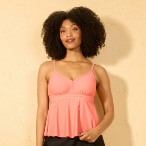 Women's V-Neck Flounce Bikini Top - Shade & Shore™ Coral Orange - 1 of 3