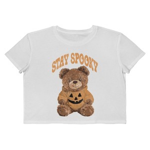 Social Collective Women Stay Spooky Bear Short Sleeve Graphic Cotton Cropped Loose T-shirt - 1 of 4