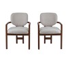 Set Of 2 Modern Indoor Upholstered Dining Chairs,Fabric Seating Wooden Armrests Chair,Rubber Wood Accent Dining Chair-Cuddlewood - 3 of 4