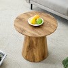 Round Wood Grain Coffee Table,Modern MDF Accent Table,25.6"W  21.6"W Natural Side Table for Living Room Small Space-Baofuwish - 2 of 4