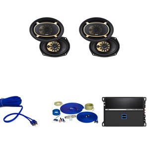 Jensen (2 Pairs) JS69T 6x9" 3-Way Speakers Triaxial with Jensen JA4B 4-Channel 740 Watt Amplifier and Wiring Kit - 1 of 4