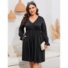 Coolmee Women's Plus Size Mini Dress Long Sleeve Wrap V Neck A Line Short Dress with Pockets - 3 of 4