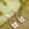 SOHI Women's Ivory White Flora Frame Drop Earrings - 2 of 4