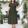 Anna-Kaci Women's Plus Size Casual Round Neck Flutter Short Sleeve Elastic Waist Smocked Maxi Dress - 2 of 4