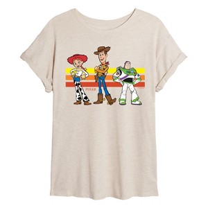 Women's - Toy Story 4 - Buzz, Woody, And Jessie Oversized Graphic T-Shirt - 1 of 4