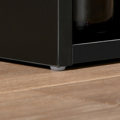 Contemporary Black Wood Bar Height Table with Storage Shelves