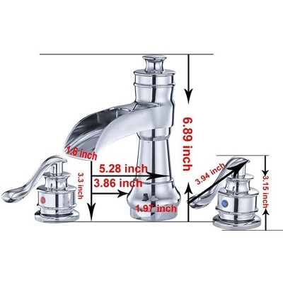 Polished Chrome 8-Inch Waterfall Widespread 2-Handle Bathroom Faucet