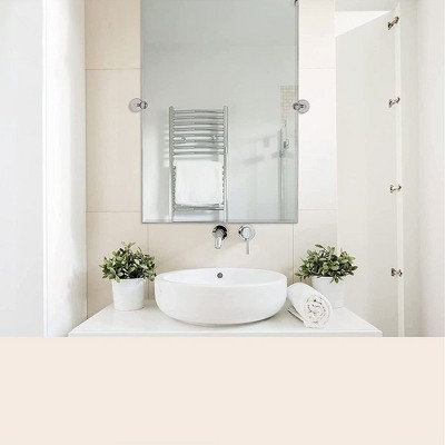 Elegant Rectangular Frameless Pivot Mirror with Polished Chrome Anchors, 24" x 36"