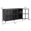 Munora - 3-Door Metal Sideboard Buffet with Glass Doors - Heavy Duty Coffee Bar Cabinet with Adjustable Feet - Black - 2 of 4