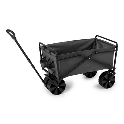 Seina Heavy Duty Steel Frame Collapsible Folding Outdoor Portable Utility Cart Wagon with All Terrain Plastic Wheels and 150 Pound Capacity, Gray