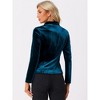 INSPIRE CHIC Women's Notched Lapel Long Sleeve Office Button Velvet Suit Blazer - 4 of 4