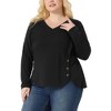 Agnes Orinda Women's Plus Size Long Sleeve V Neck Loose Fashion Buttons Tunic Blouse - 2 of 4