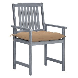 vidaXL Patio Chairs Set of 8 with Cushions - Durable Outdoor Seating Furniture Made from Solid Acacia Wood in Gray Finish with Beige Cushions - 1 of 4
