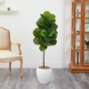 Nearly Natural 52-in Fiddle Leaf Artificial Tree in White Planter - 3 of 4