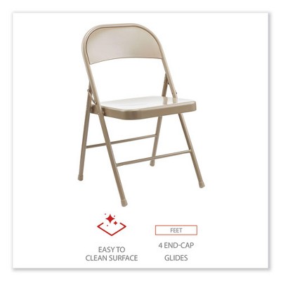 Tan Metal Armless Folding Reception Chair