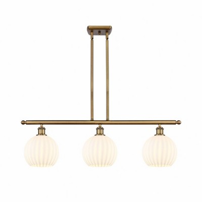 White Venetian - 3 Light Stem Hung Island In Modern Style-11 Inches Tall and 36 Inches Wide