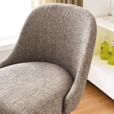 Espresso Metal and Gray Linen Barrelback Counter Stool, Set of 2