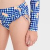 Girls' Orange Blossom Gingham Checkered Rash Guard Set - art class™ Navy Blue - image 3 of 3