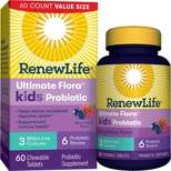 Renew Life Kids Probiotic - Ultimate Flora Kids Probiotic Supplement - 3 Billion CFU - Berry-licious, 60 Chewable Tablets