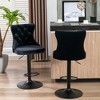 Swivel Velvet Barstools ,17.7 inch base, Modern Upholstered Bar Stools with Backs Comfortable Tufted for Home Pub and Kitchen Island,Black,Set of 2 - 2 of 4
