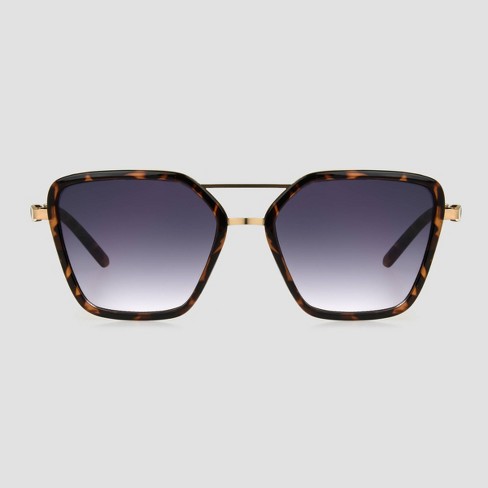 Women's Tortoise Shell Print Plastic Aviator Sunglasses - Universal ...