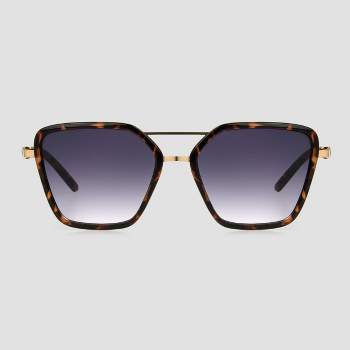 Women's Tortoise Shell Print Plastic Aviator Sunglasses - Universal Thread™ Gold