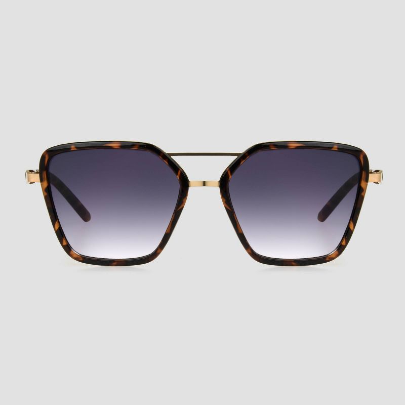 Women&#39;s Tortoise Shell Print Plastic Aviator Sunglasses - Universal Thread&#8482; Gold, 1 of 6