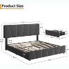 Acekool Adjustable Headboard Upholstered King Bed Frame with 4 Storage Drawers, Platform, Wooden Slats, Modern - 2 of 4