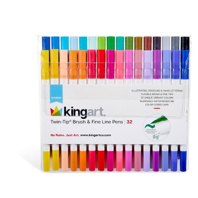 KINGART Twin-Tip™ Brush & Fine Pens 32 Colors