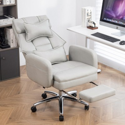 SKRAN Swivel Ergonomic Office Chair, Technology Leather High Back Office Chair with Lumbar Support Headrest, 155° Reclining Computer Chair