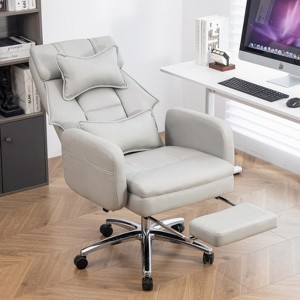 SKRAN Swivel Ergonomic Office Chair, Technology Leather High Back Office Chair with Lumbar Support Headrest, 155° Reclining Computer Chair - 1 of 4