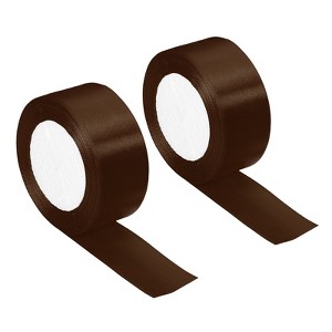 Unique Bargains Single Side Solid DIY Wrapping Decoration Roll Satin Ribbons 2 Pcs - 1 of 4