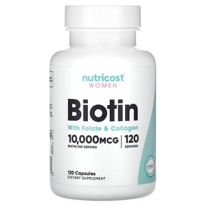 Nutricost Women, Biotin With Folate & Collagen, 10,000 mcg, 120 Capsules - 1 of 2