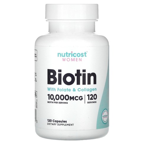 Nutricost Women, Biotin With Folate & Collagen, 10,000 mcg, 120 Capsules - image 1 of 2