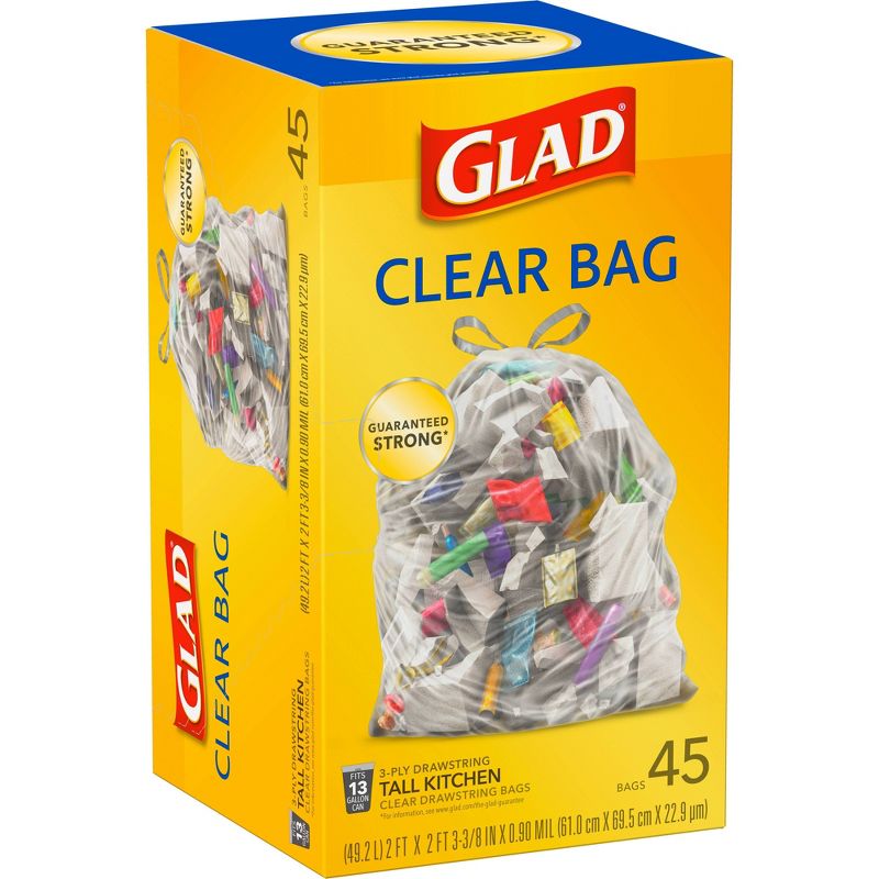Glad Tall Kitchen Drawstring Recycling Bags + Clear Trash Bags - 13 Gallon - 45ct, 3 of 9
