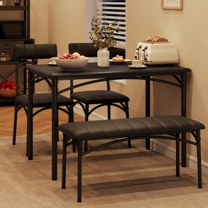 Dining Table Set for 4, Kitchen Table and Chairs for 4, Rectangular Kitchen Table Set with Upholstered Bench - 1 of 4