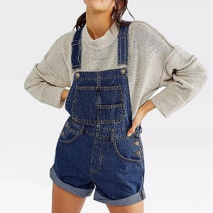 Womens Summer Overall Denim Shortalls Loose Fit Adjustable Shorts Denim Overall Rompers Denim Bib Shorts Denim Outfits - 1 of 4