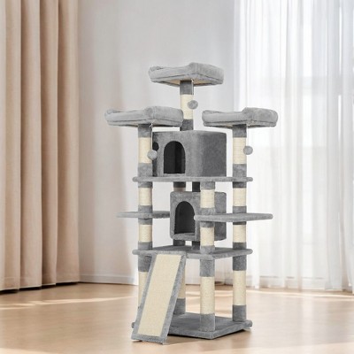 Feandrea 67"H Cat Tree Cat Tower for Indoor Cats, Plush Multi-Level Cat Condo with Scratching Posts, Light Gray