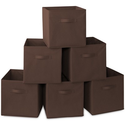 Casafield Set Of 6 Collapsible Fabric Storage Cube Bins, Brown - 13 ...