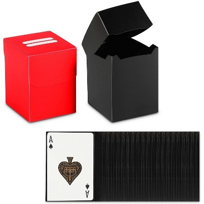 Okuna Outpost 242 Piece 240 Trading Card Game Storage Sleeves and 2 Deck Boxes, Black & Red