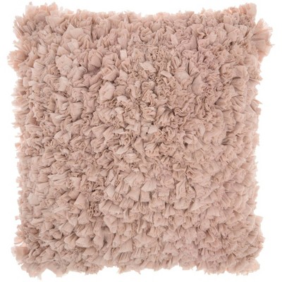 17"x17" Shag Chindi Short Cut Square Throw Pillow Blush - Mina Victory
