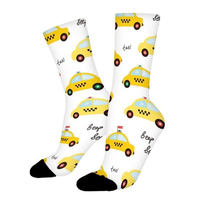 Yellow Taxi Women Printed Crew Socks Funny Funky Socks Soft Polyester Novelty Gifts for Artists Men