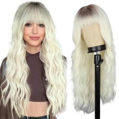 Jessie's Wig 26 Inch curly Wig With Bangs Synthetic Hair blond 1 Pc/Pack