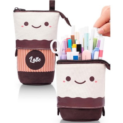 Fmeida Standing Pencil Case, Cute Stand up Pencil Pouch, Telescopic Pen Pouch, Portable Pencil Holder, Kawaii Stand up Pencil Case