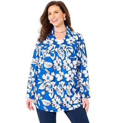 Catherines Women's Plus Size Modern Camp Shirt